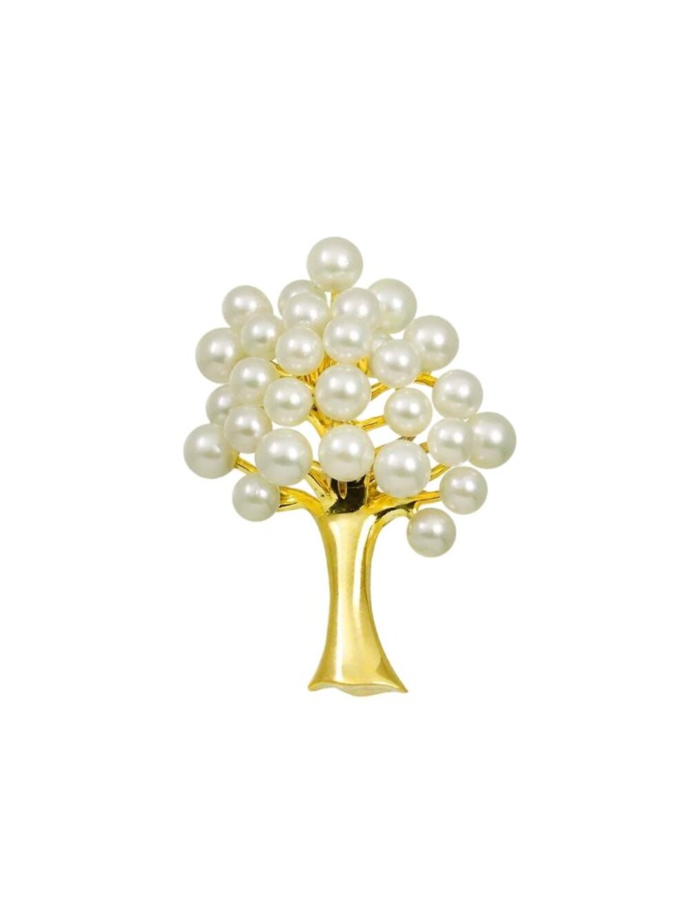 Tiffany & Co Freshwater Pearl Brooch 14k Yellow Gold 585 Tree